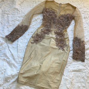 Sparkly beads nude dress